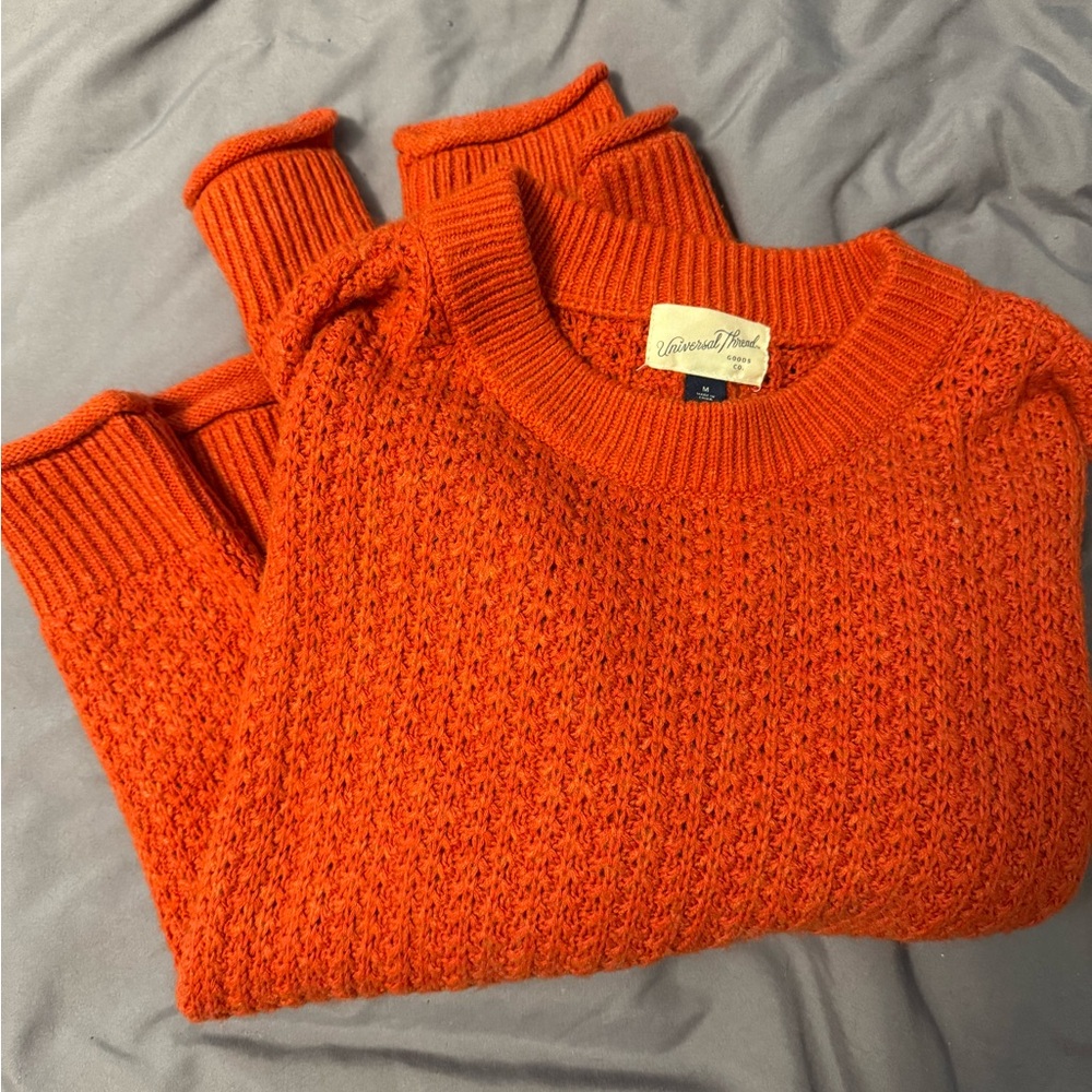 Universal Thread Burnt Orange Crew Neck Sweater Chunky Knit